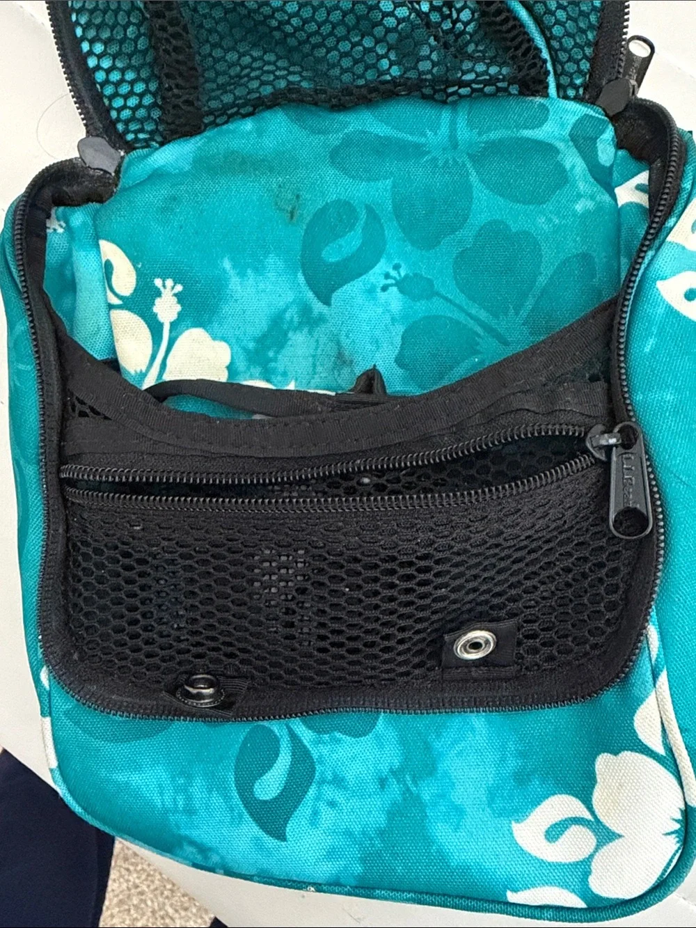 L.L. Bean Teal Floral Hanging Toiletry Bag